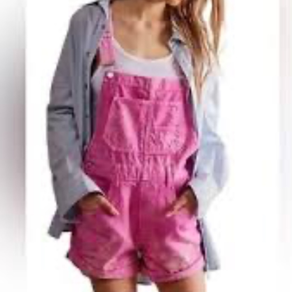 NEW Free people X We the free Ziggy Shortall Pink  Overalls size XS oversized